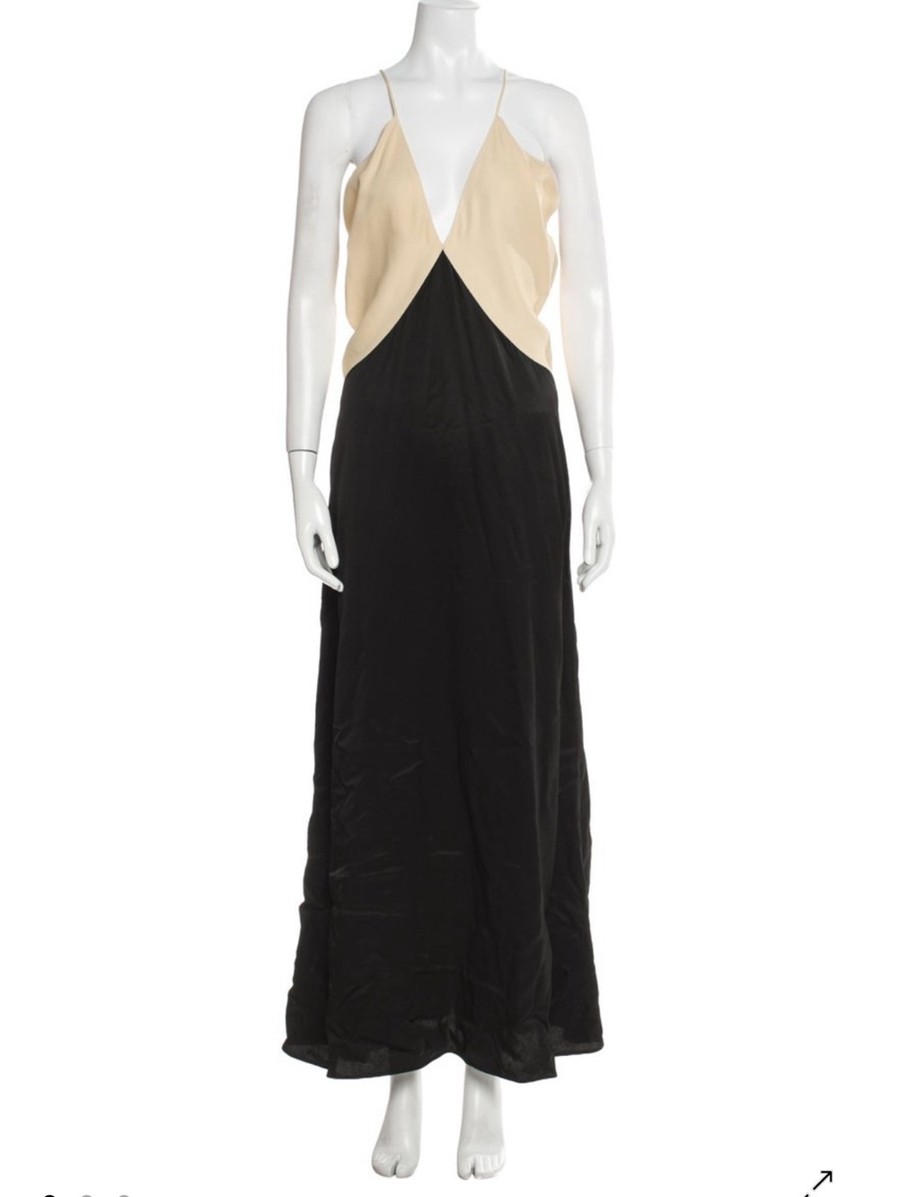 Toteme Two-Tone Black and Cream Slip Maxi Dress